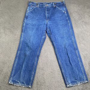 Vintage Lee Jeans Mens 38x29(36x27) Denim Carpenter Suspender USA Union Made 70s